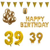 39 jaar Verjaardag Versiering Pakket Goud