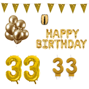 33 jaar Verjaardag Versiering Pakket Goud 33 jaar Verjaardag Versiering Pakket Goud