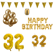 32 jaar Verjaardag Versiering Pakket Goud