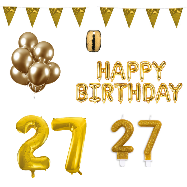 27 jaar Verjaardag Versiering Pakket Goud 27 jaar Verjaardag Versiering Pakket Goud