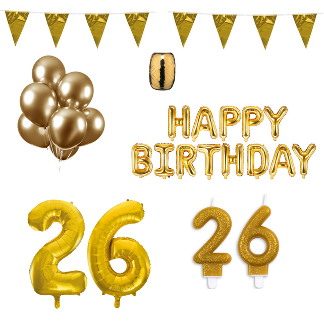 26 jaar Verjaardag Versiering Pakket Goud