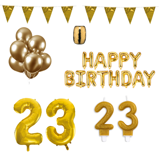23 jaar Verjaardag Versiering Pakket Goud