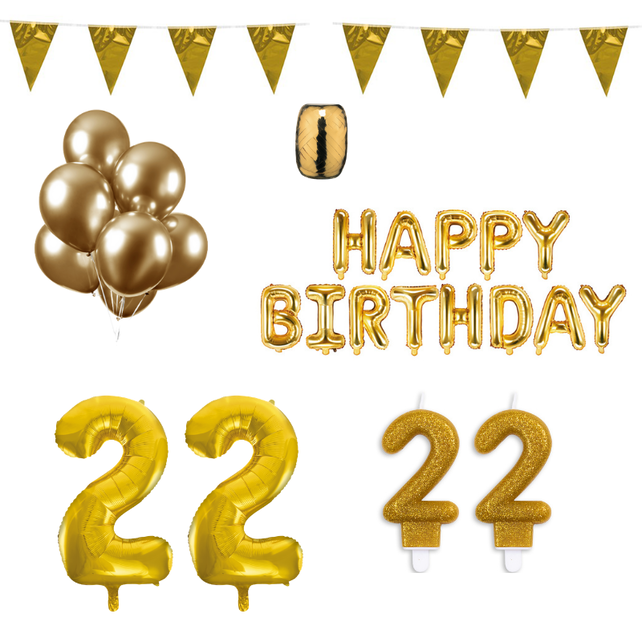 22 jaar Verjaardag Versiering Pakket Goud
