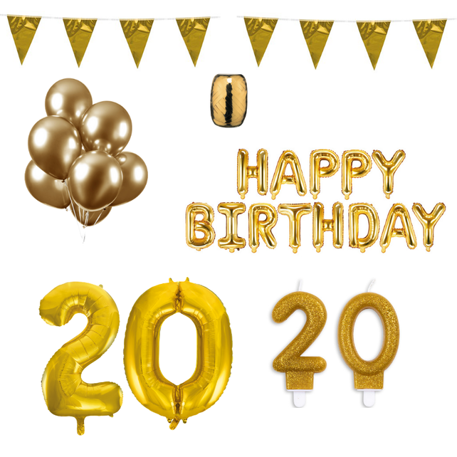 20 jaar Verjaardag Versiering Pakket Goud