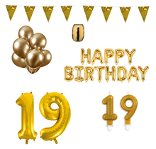 19 jaar Verjaardag Versiering Pakket Goud