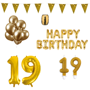 19 jaar Verjaardag Versiering Pakket Goud