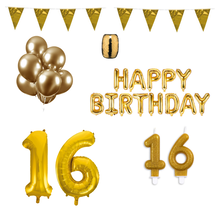 16 jaar Verjaardag Versiering Pakket Goud