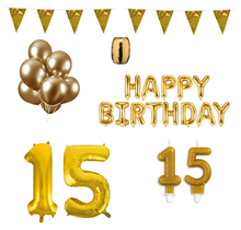 15 jaar Verjaardag Versiering Pakket Goud