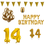 14 jaar Verjaardag Versiering Pakket Goud