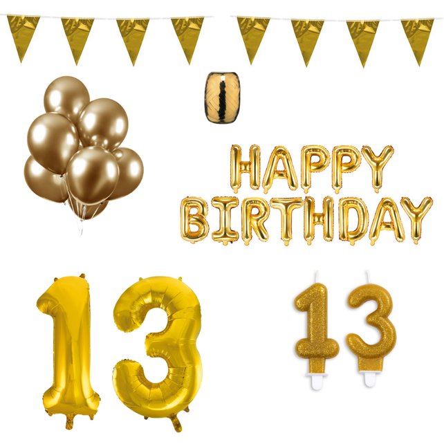 13 jaar Verjaardag Versiering Pakket Goud