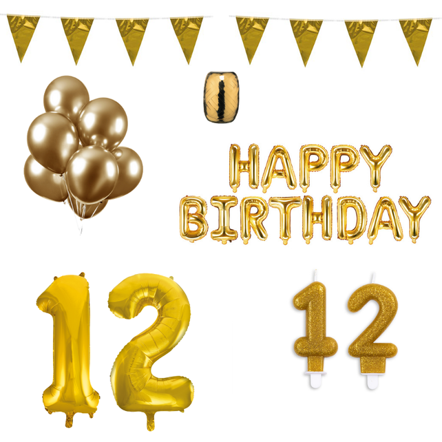 12 jaar Verjaardag Versiering Pakket Goud