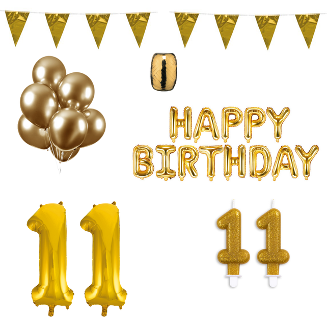 11 jaar Verjaardag Versiering Pakket Goud
