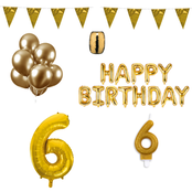 6 jaar Verjaardag Versiering Pakket Goud