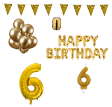 6 jaar Verjaardag Versiering Pakket Goud