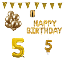 5 jaar Verjaardag Versiering Pakket Goud