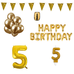 5 jaar Verjaardag Versiering Pakket Goud