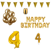 4 jaar Verjaardag Versiering Pakket Goud