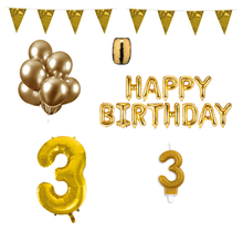 3 jaar Verjaardag Versiering Pakket Goud