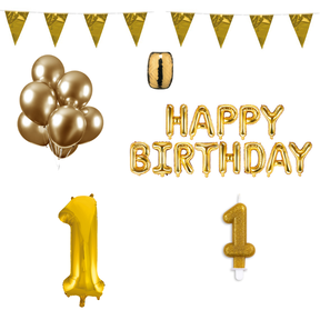 1 jaar Verjaardag Versiering Pakket Goud