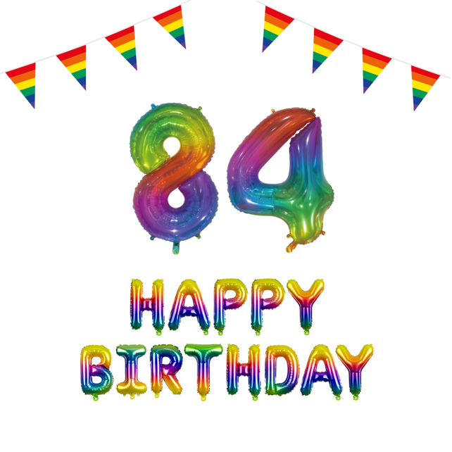 84 jaar Verjaardag Versiering Pakket Regenboog