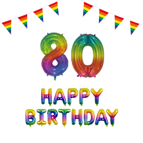 80 jaar Verjaardag Versiering Pakket Regenboog