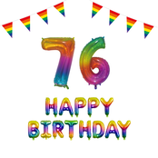 76 jaar Verjaardag Versiering Pakket Regenboog