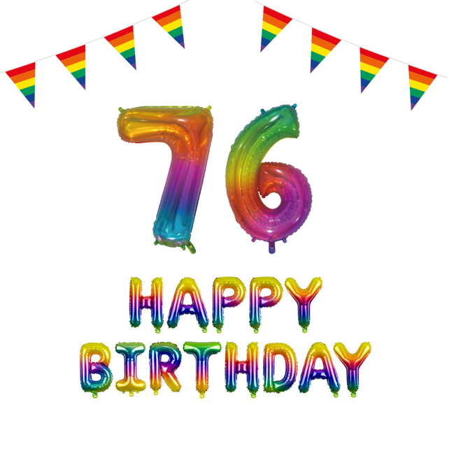 76 jaar Verjaardag Versiering Pakket Regenboog
