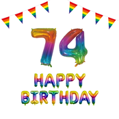 74 jaar Verjaardag Versiering Pakket Regenboog