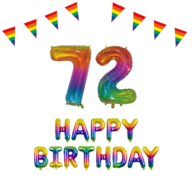 72 jaar Verjaardag Versiering Pakket Regenboog