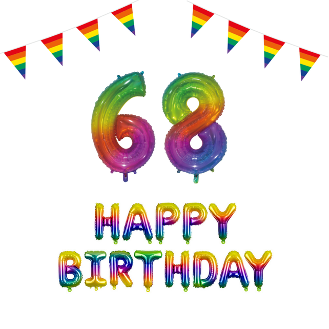 68 jaar Verjaardag Versiering Pakket Regenboog