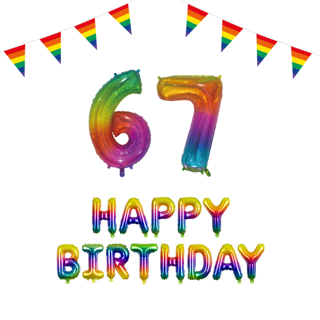 67 jaar Verjaardag Versiering Pakket Regenboog 67 jaar Verjaardag Versiering Pakket Regenboog