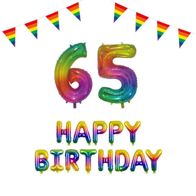 65 jaar Verjaardag Versiering Pakket Regenboog