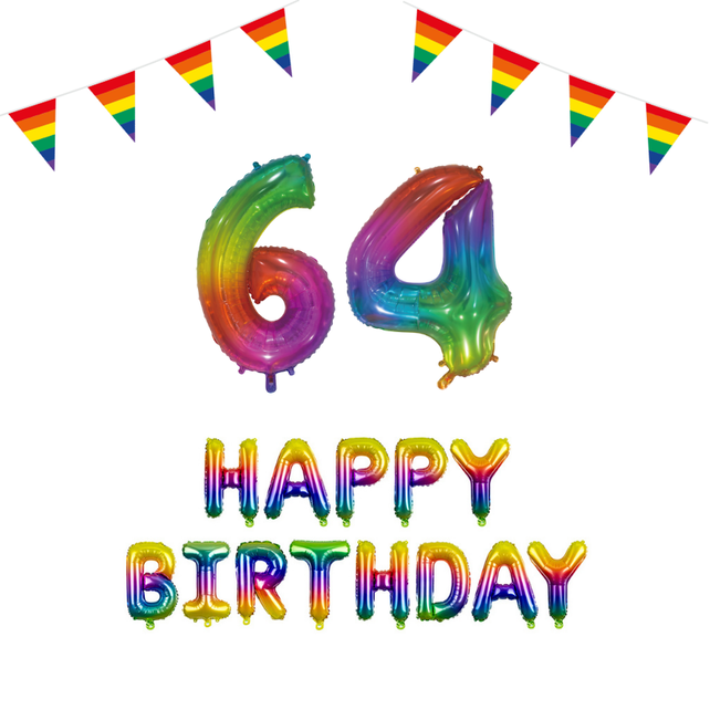 64 jaar Verjaardag Versiering Pakket Regenboog