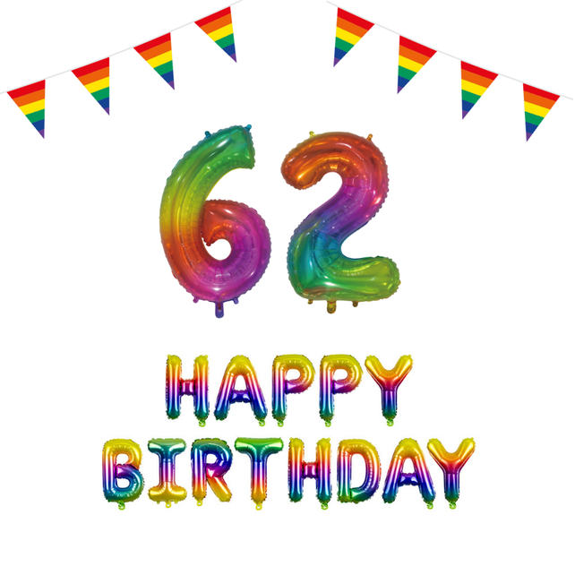 62 jaar Verjaardag Versiering Pakket Regenboog