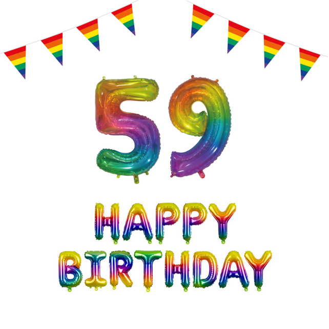 59 jaar Verjaardag Versiering Pakket Regenboog