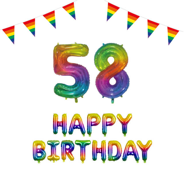 58 jaar Verjaardag Versiering Pakket Regenboog