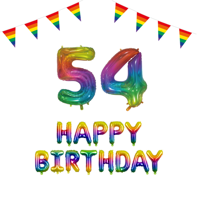 54 jaar Verjaardag Versiering Pakket Regenboog