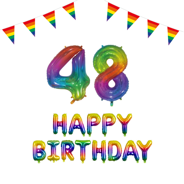 48 jaar Verjaardag Versiering Pakket Regenboog