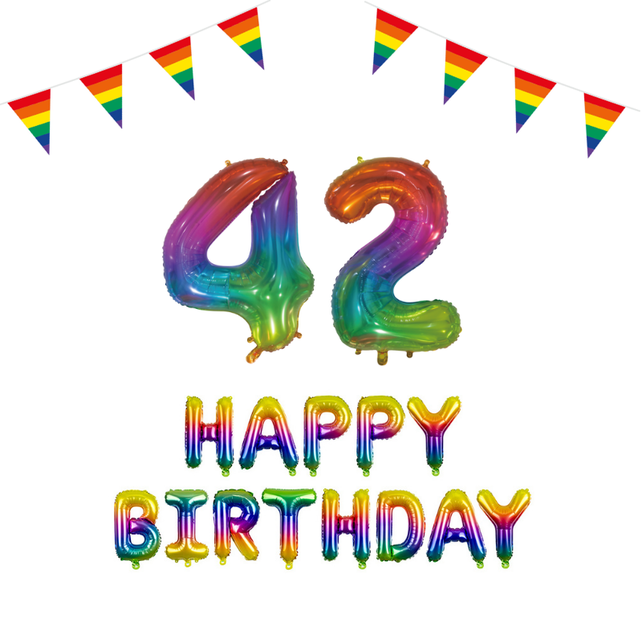 42 jaar Verjaardag Versiering Pakket Regenboog