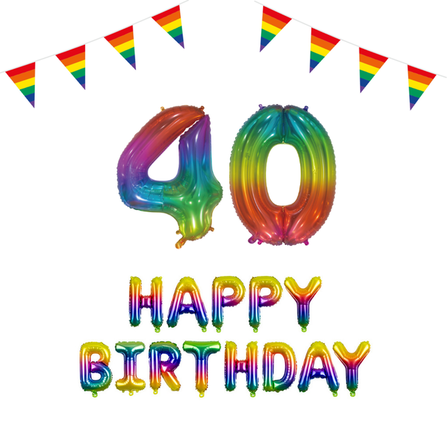 40 jaar Verjaardag Versiering Pakket Regenboog
