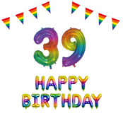 39 jaar Verjaardag Versiering Pakket Regenboog