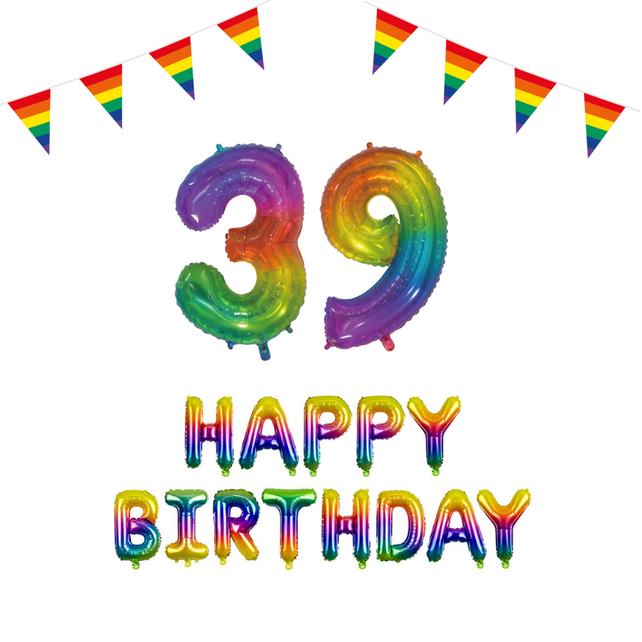 39 jaar Verjaardag Versiering Pakket Regenboog