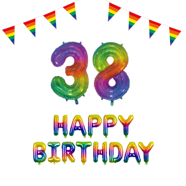 38 jaar Verjaardag Versiering Pakket Regenboog