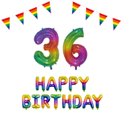 36 jaar Verjaardag Versiering Pakket Regenboog