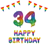 34 jaar Verjaardag Versiering Pakket Regenboog