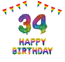 34 jaar Verjaardag Versiering Pakket Regenboog