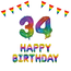 Feest-vieren 34 jaar Verjaardag Versiering Pakket Regenboog Feest-vieren 34 jaar Verjaardag Versiering Pakket Regenboog