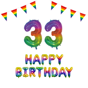 33 jaar Verjaardag Versiering Pakket Regenboog
