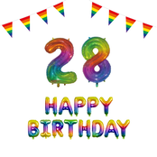 28 jaar Verjaardag Versiering Pakket Regenboog