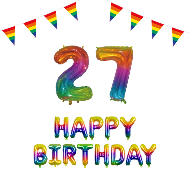27 jaar Verjaardag Versiering Pakket Regenboog 27 jaar Verjaardag Versiering Pakket Regenboog